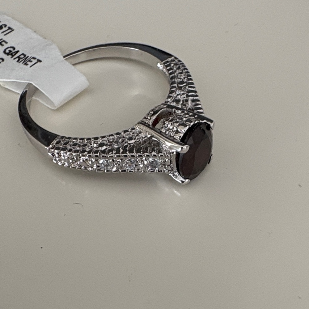 Garnet and CZ ring